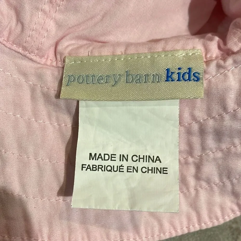 Pottery Barn Kids Pink Floral Cotton Hat Infant Size 6-12 Months Beach Vacation